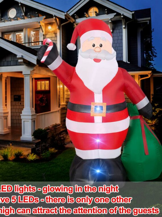 TURNMEON 12 Ft Giant Christmas Inflatable Santa Claus with LED Lights, Waterproof Polyester for Outdoor Yard Decorations