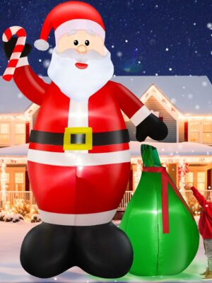 TURNMEON 12 Ft Giant Christmas Inflatable Santa Claus with LED Lights, Waterproof Polyester for Outdoor Yard Decorations