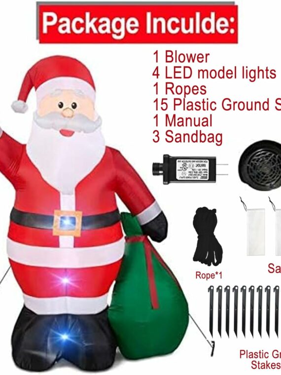 TURNMEON 12 Ft Giant Christmas Inflatable Santa Claus with LED Lights, Waterproof Polyester for Outdoor Yard Decorations