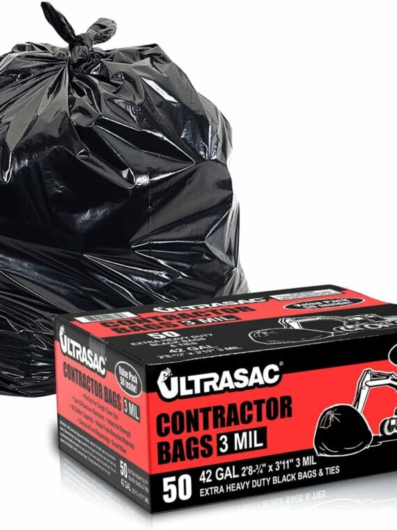 Ultrasac 42 Gallon Heavy Duty Contractor Bags, 5600 Count, Black, for Construction & Industrial Use