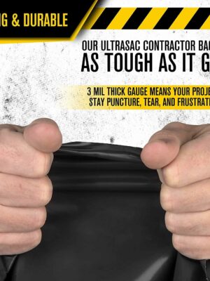 Ultrasac 42 Gallon Heavy Duty Contractor Bags, 5600 Count, Black, for Construction & Industrial Use