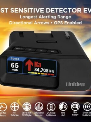 Uniden Extreme Long Range Laser/Radar Detector with 360° Detection, GPS, OLED Display, and Camera Alerts