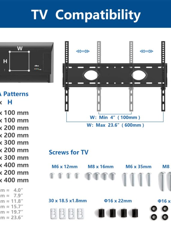 Universal Mobile TV Cart Stand with Wheels, 32"-80" Screens, 110 lbs Capacity, Adjustable Height, Steel, VESA Compatible