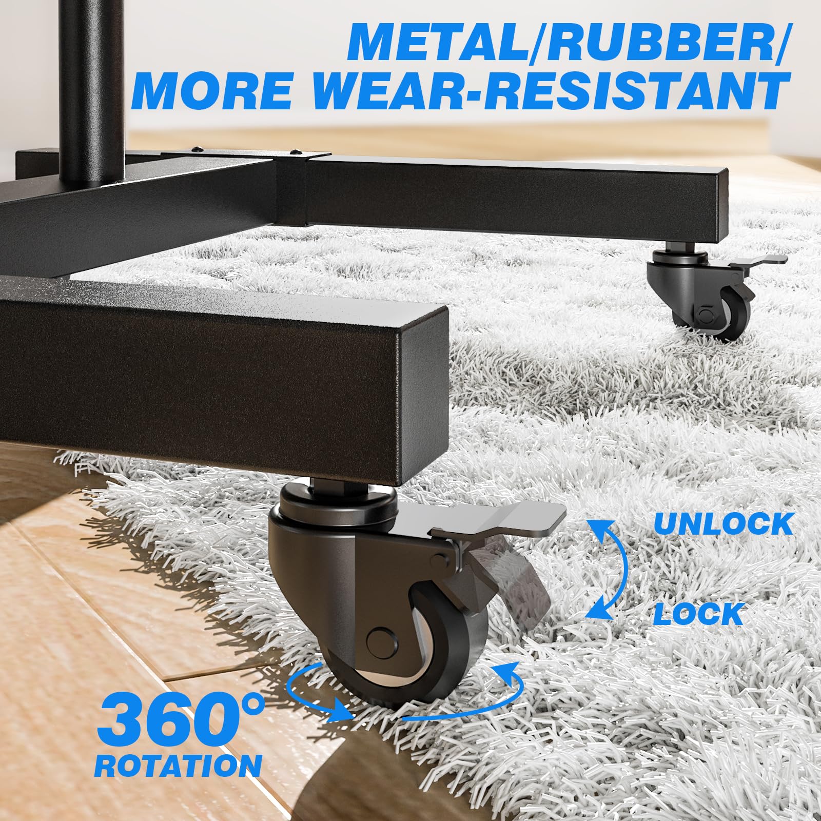 Universal Mobile TV Cart Stand with Wheels, 32"-80" Screens, 110 lbs Capacity, Adjustable Height, Steel, VESA Compatible