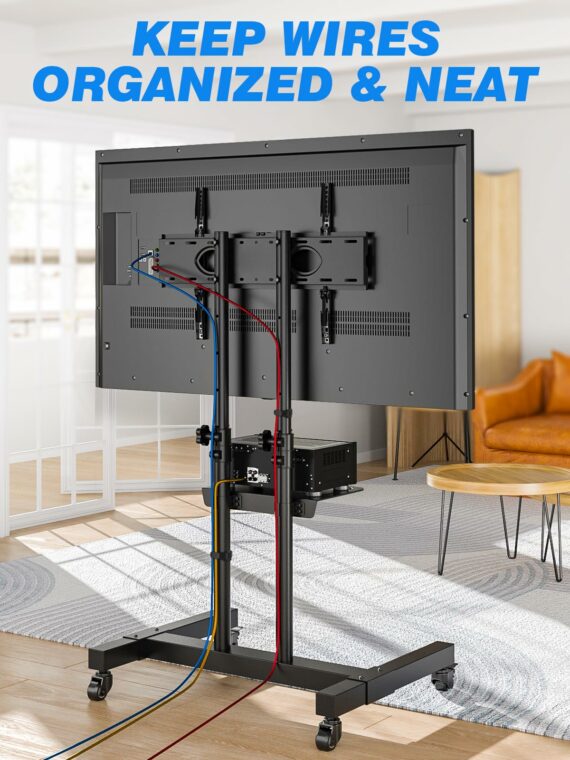 Universal Mobile TV Cart Stand with Wheels, 32"-80" Screens, 110 lbs Capacity, Adjustable Height, Steel, VESA Compatible