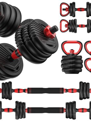 UNNMIIY 45lbs Adjustable Dumbbells Set - 4-in-1 Multifunctional Weights for Home Gym
