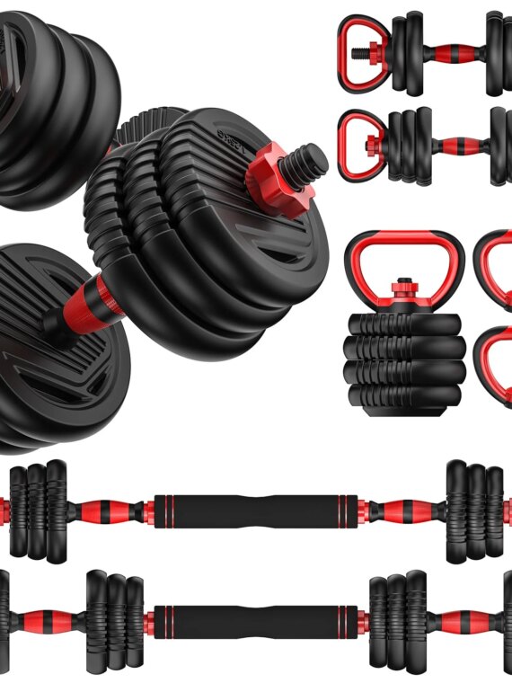UNNMIIY 45lbs Adjustable Dumbbells Set - 4-in-1 Multifunctional Weights for Home Gym