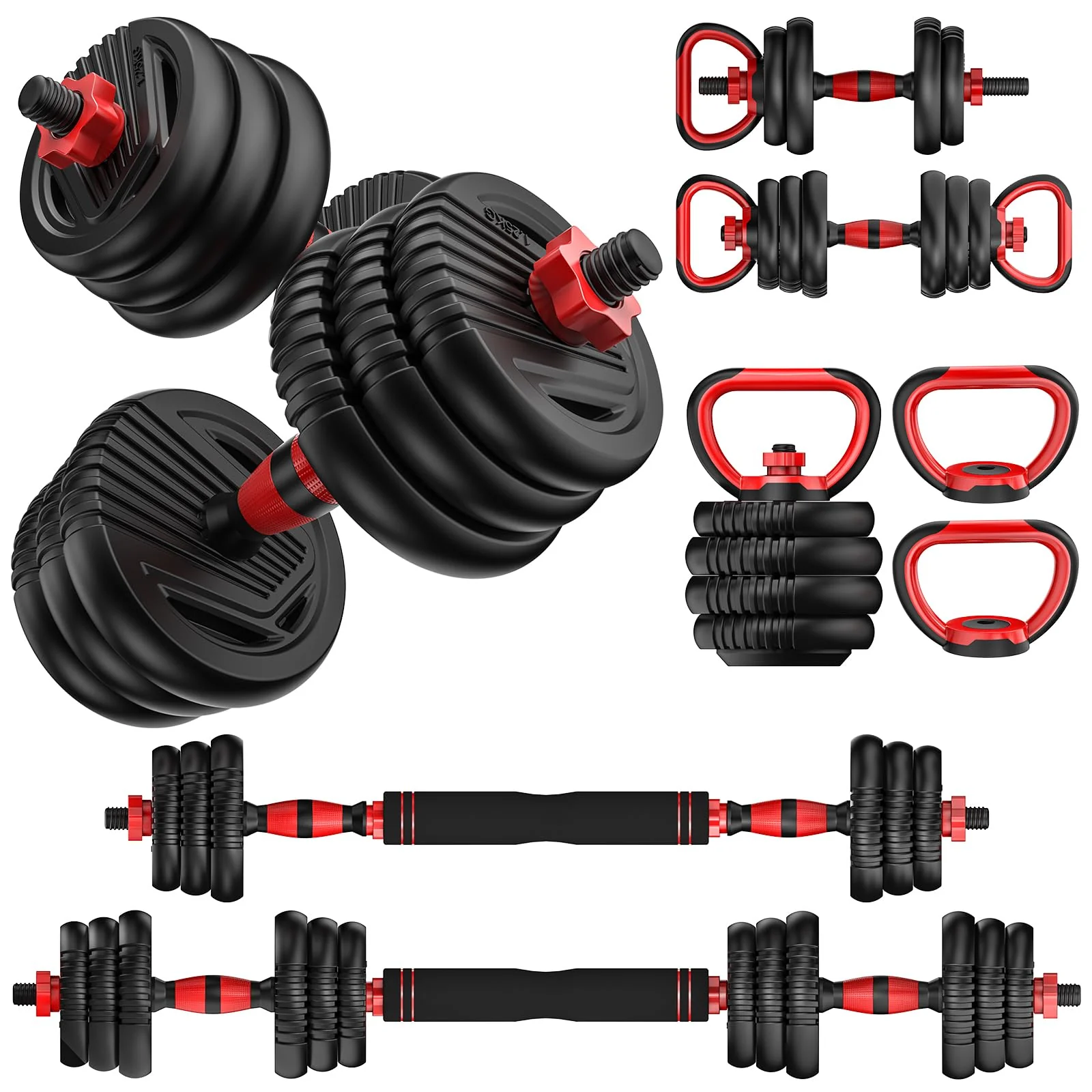 UNNMIIY 45lbs Adjustable Dumbbells Set - 4-in-1 Multifunctional Weights for Home Gym