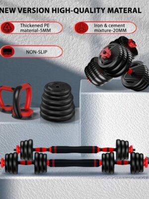 UNNMIIY 45lbs Adjustable Dumbbells Set – 4-in-1 Multifunctional Weights for Home Gym