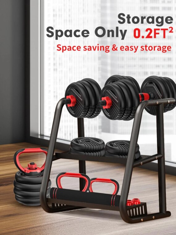 UNNMIIY 45lbs Adjustable Dumbbells Set - 4-in-1 Multifunctional Weights for Home Gym