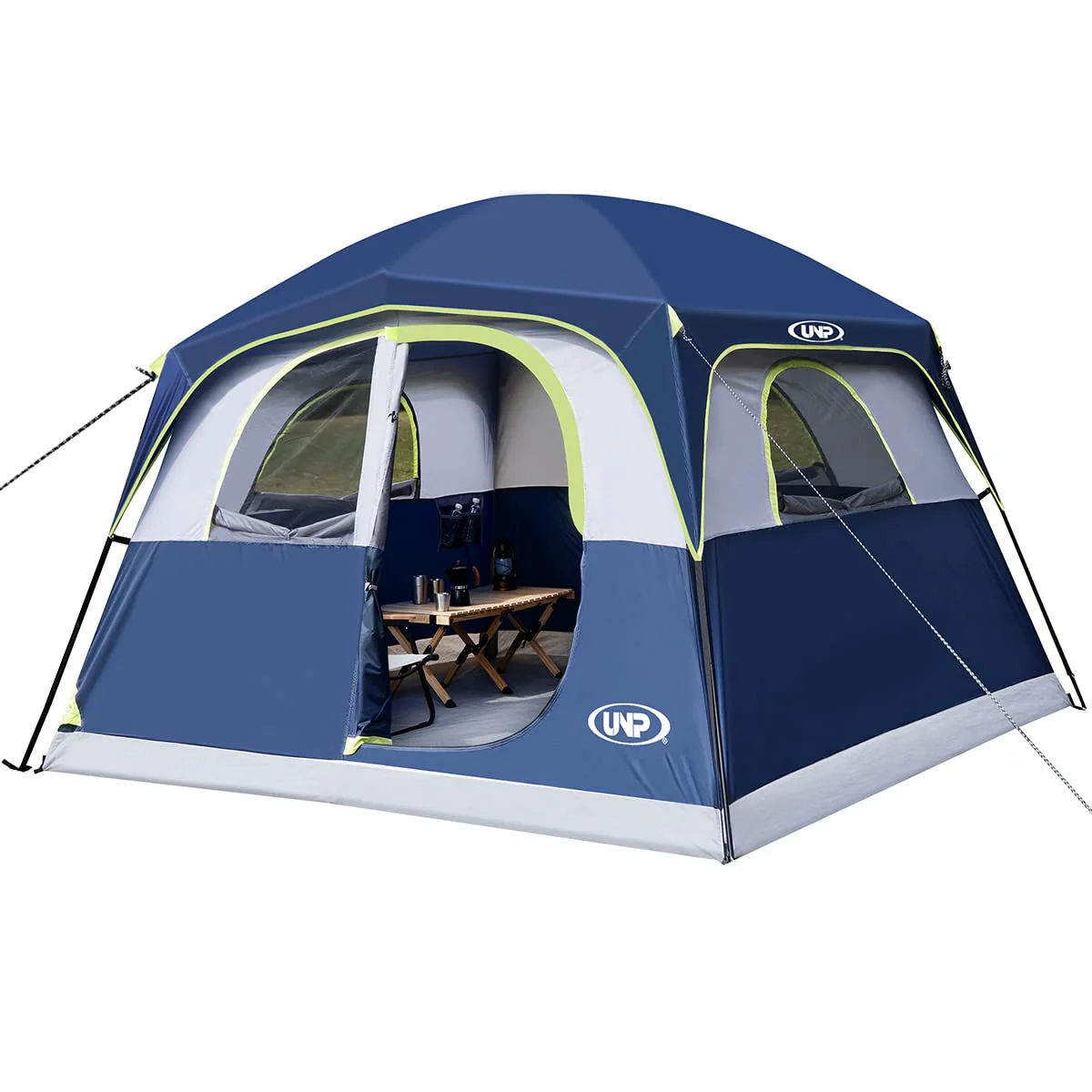 UNP 6-Person Waterproof Windproof Camping Tent, Easy Setup, Spacious Design, Durable & Ventilated