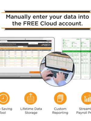 uPunch HN3000 Auto Align Time Clock Bundle with 100 Cards, Rack & Ink Ribbon