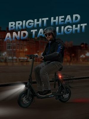 URBANMAX C1 Electric Scooter with Seat, 450W Motor, 22-Mile Range, Foldable, Dual Braking, LCD Display, Black