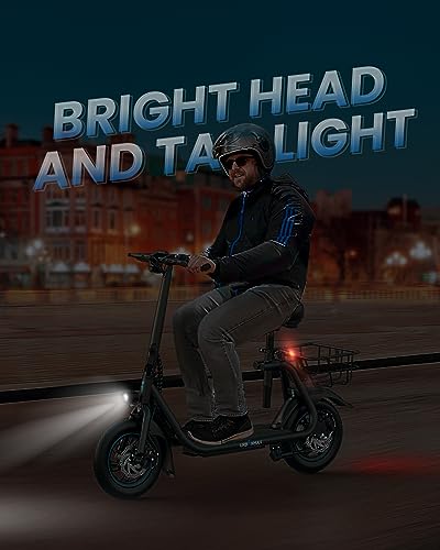 URBANMAX C1 Electric Scooter with Seat, 450W Motor, 22-Mile Range, Foldable, Dual Braking, LCD Display, Black