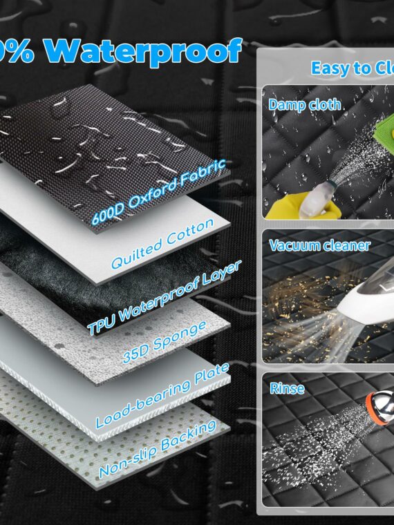 URPOWER Dog Car Seat Cover Extender, Convertible Waterproof Hammock with Mesh Window, Fits Most Cars & SUVs, Supports 330 lbs, Includes Seat Belt