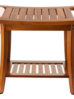 Utoplike Teak Shower Bench Seat with Handles, Non-Slip Rubber Feet, 22"x13"x18.6"
