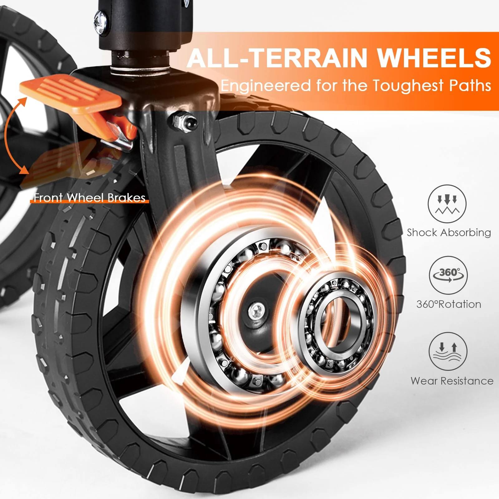 Uyittour Compact Foldable Wagon Cart with Side Pocket, Brakes & All-Terrain Wheels