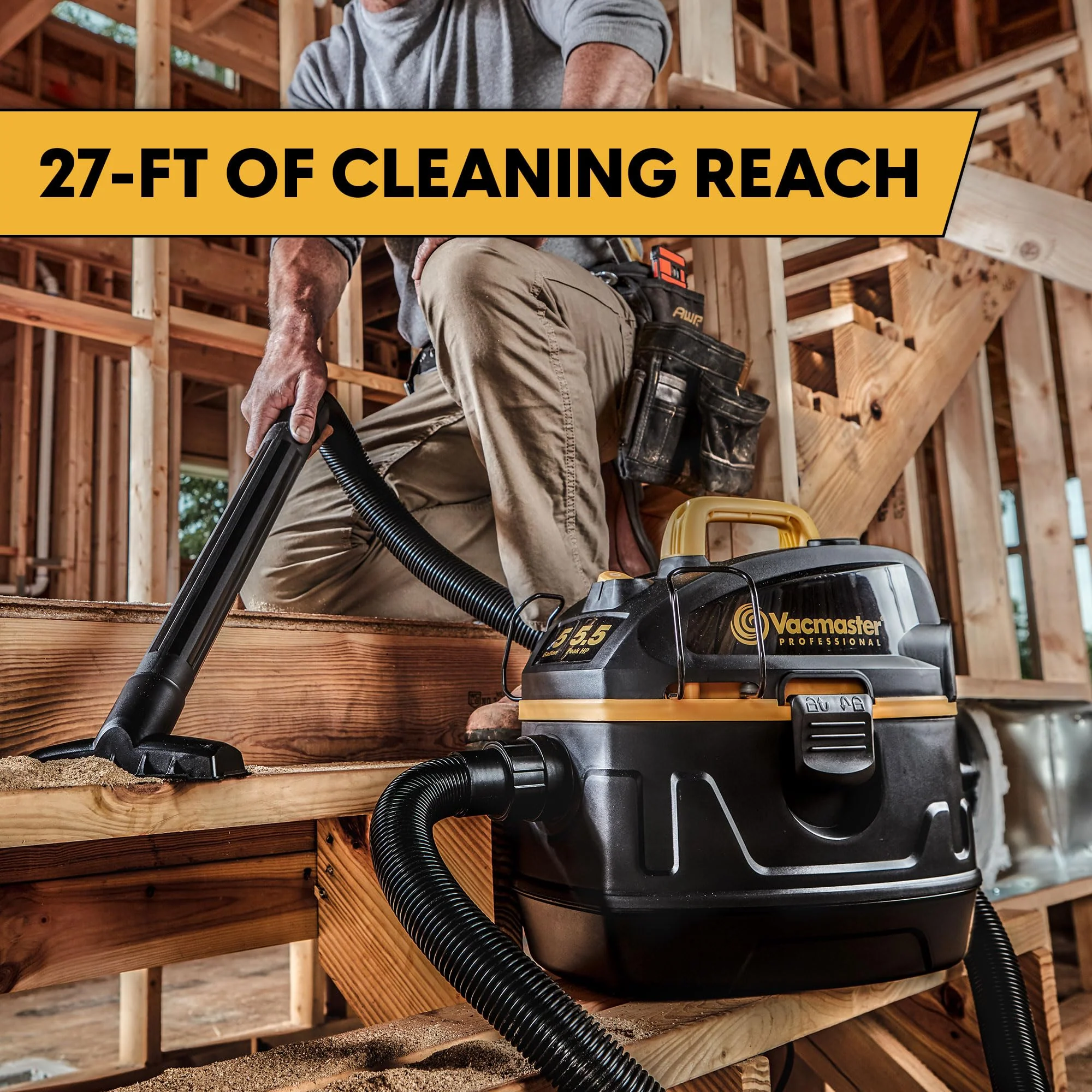 Vacmaster 5-Gallon 5.5 Peak HP Wet/Dry Vacuum with 25ft Reach & 9 Accessories