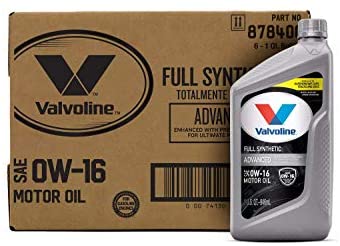 Valvoline Advanced Full Synthetic 0W-16 Motor Oil, 1 QT - Enhanced Protection & Temperature Resistance