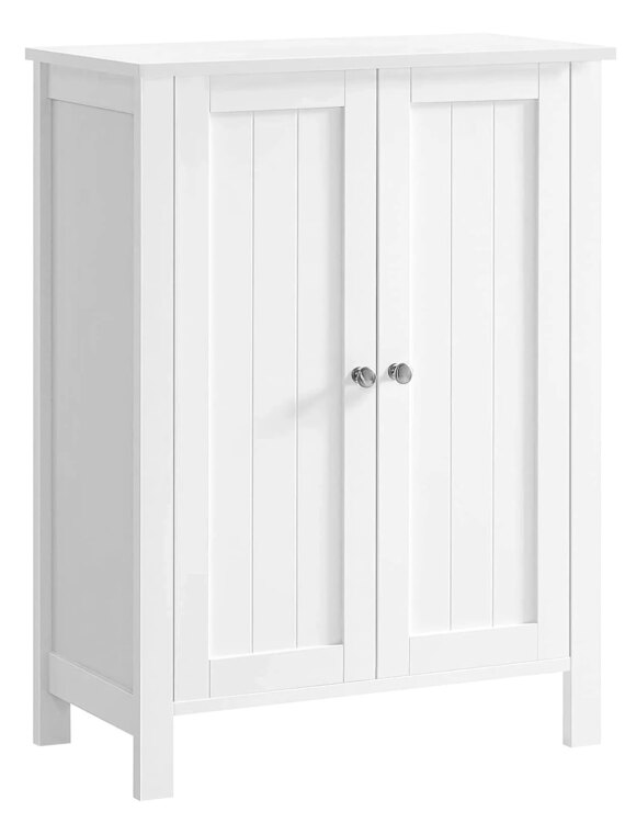 VASAGLE Bathroom Storage Cabinet, White MDF, 2 Adjustable Shelves, Space-Saving Design, Anti-Tip Kit
