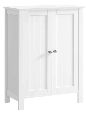 VASAGLE White Bathroom Storage Cabinet, MDF, 2 Adjustable Shelves, Space-Saving Design
