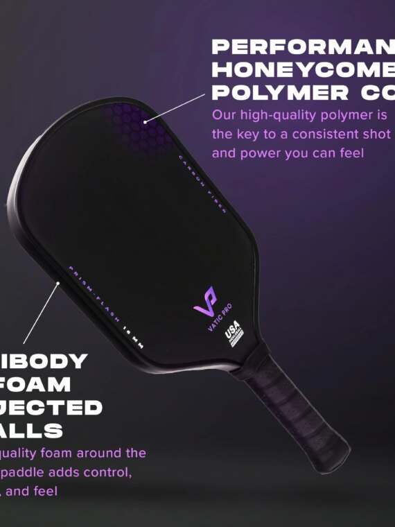 Vatic Pro Prism Flash 16mm Carbon Fiber Pickleball Paddle - Foam Walls, USAPA Approved