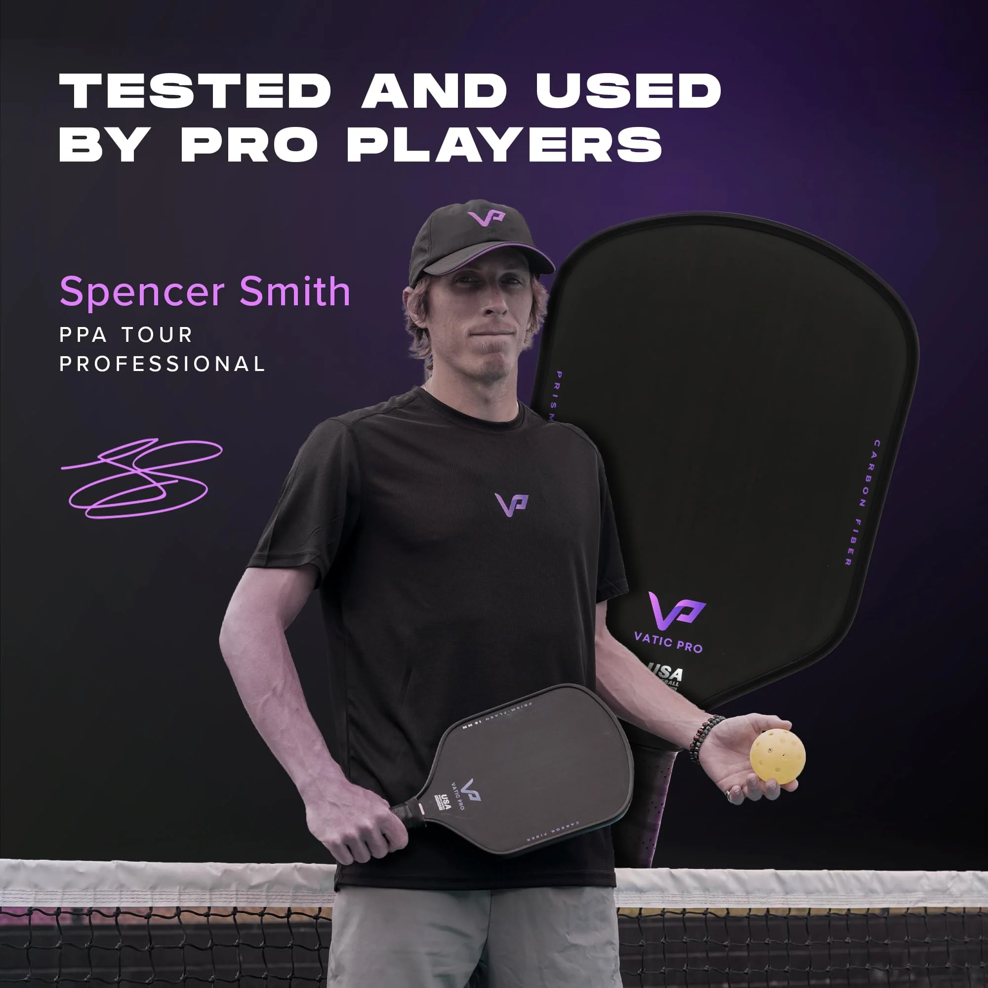 Vatic Pro Prism Flash 16mm Carbon Fiber Pickleball Paddle - Foam Walls, USAPA Approved