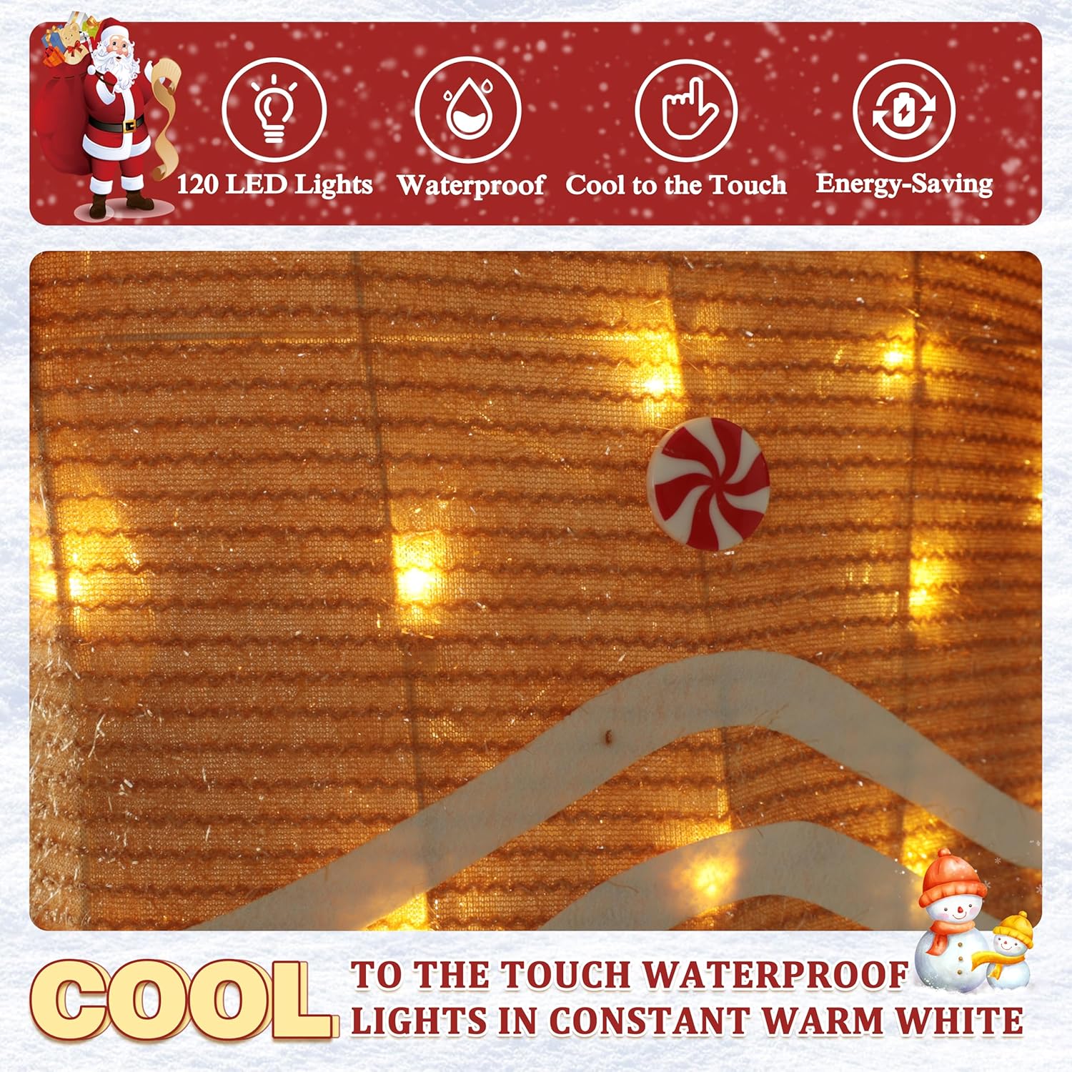 VEIKOU 5FT Gingerbread Man Outdoor Christmas Decoration with 120 LED Lights, Metal Frame, Holiday Yard Decor