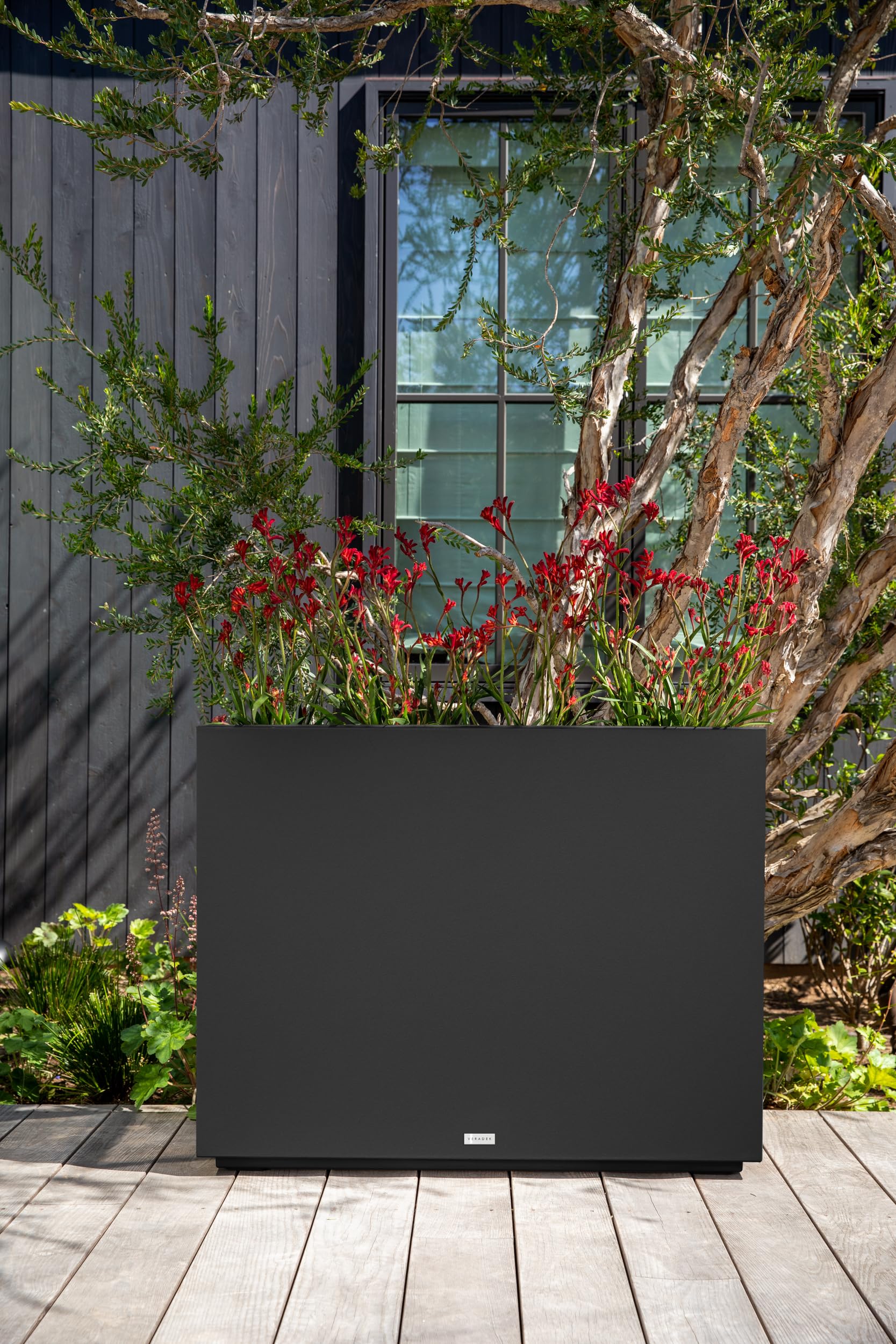 Veradek Block Series Span Planter, 30" Tall, Durable Plastic, Modern Design, Indoor/Outdoor Use