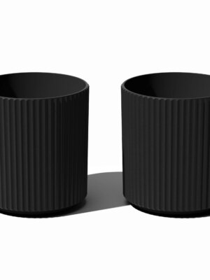 Veradek Demi Series Round Planter 2-Pack, 16" - Durable Concrete-Composite, Modern Design, Efficient Drainage