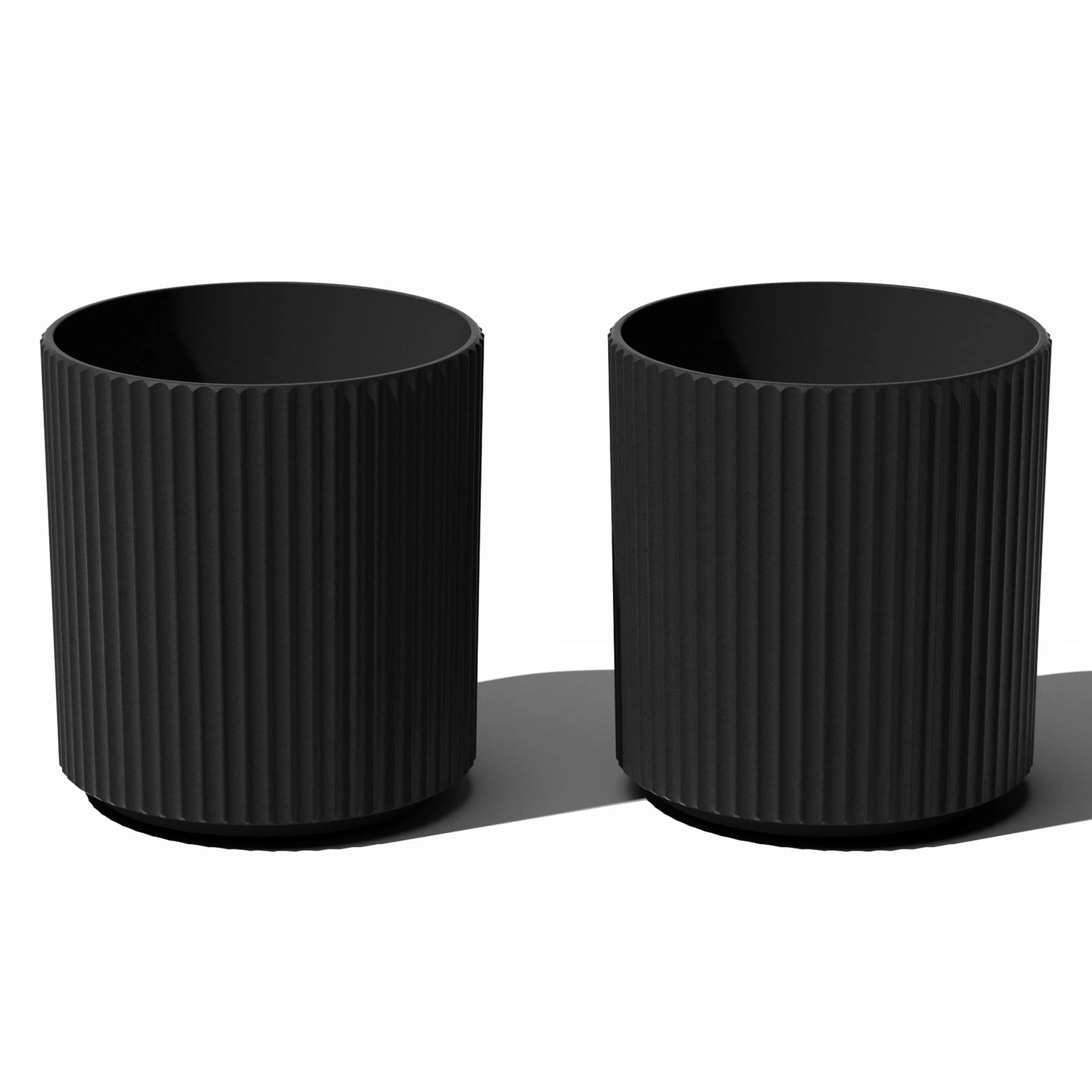 Veradek Demi Series Round Planter 2-Pack, 16" Concrete-Composite, Weather-Resistant, Modern Design
