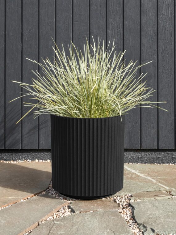 Veradek Demi Series Round Planter 2-Pack, 16" Concrete-Composite, Weather-Resistant, Modern Design