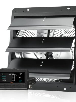 VEVOR 14” Wall Mount Exhaust Fan, 1513 CFM, Smart Temp & Humidity Controller, ETL Listed, All-Metal Construction