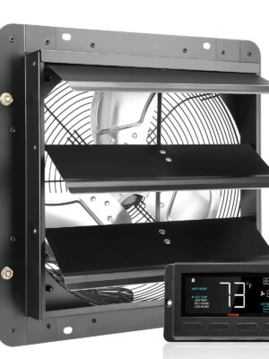 VEVOR 14'' Wall Mount Exhaust Fan, 1513 CFM, Smart Temp & Humidity Controller, ETL Listed, All-Metal Construction