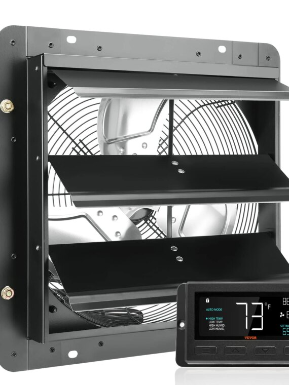 VEVOR 14'' Wall Mount Exhaust Fan, 1513 CFM, Smart Temp & Humidity Controller, ETL Listed, All-Metal Construction