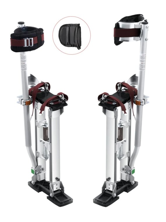 VEVOR Adjustable Aluminum Tool Stilts 18''-30'' with Knee Pads, Supports 228 lbs, Versatile for Drywall & Painting