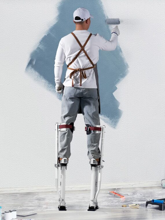 VEVOR Adjustable Aluminum Tool Stilts 18''-30'' with Knee Pads, Supports 228 lbs, Versatile for Drywall & Painting