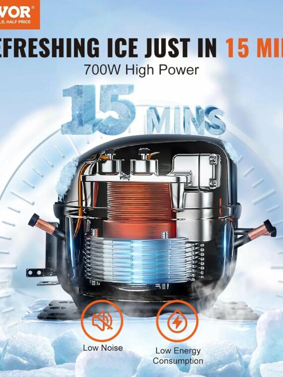 VEVOR Commercial Ice Maker 360lbs/24hr, 330.7lbs Storage, Self-Cleaning, LCD Control, Efficient Cooling