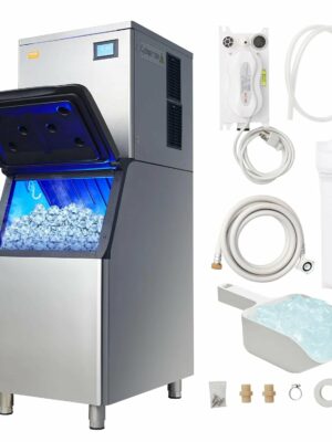 VEVOR Commercial Ice Maker 360lbs/24hr, 330.7lbs Storage, Self-Cleaning, LCD Control, Efficient Cooling