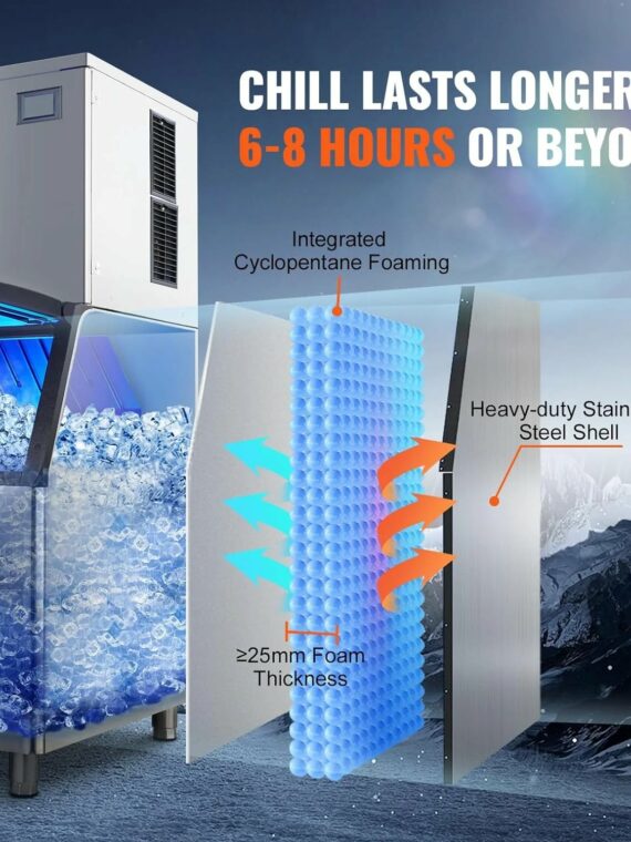 VEVOR Commercial Ice Maker 360lbs/24hr, 330.7lbs Storage, Self-Cleaning, LCD Control, Efficient Cooling