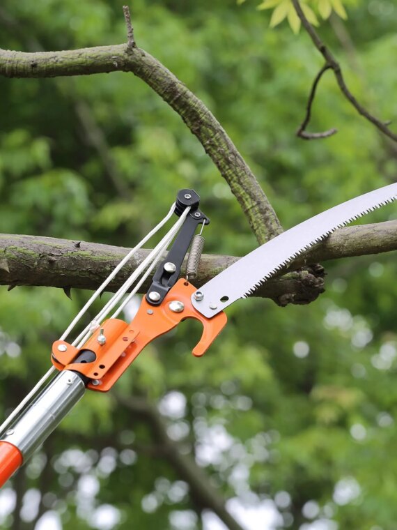 VEVOR Manual Pole Saw, 7.3-27 ft Extendable Tree Pruner, Carbon Steel Blade, Double Lock Design