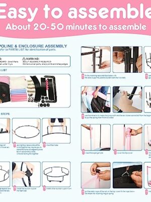 VGMiu 60″ Toddler Trampoline with Safety Enclosure Net & Basketball Hoop – Indoor/Outdoor Use