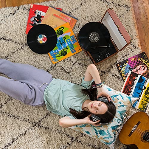 Victrola Vintage Bluetooth Portable Suitcase Record Player, 3-Speed Turntable with Premium Sound, RCA & Headphone Outputs