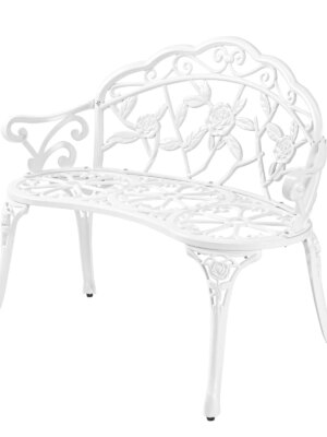 VINGLI 38.5" Antique Outdoor Metal Rose Bench, Rust-Resistant Aluminum, 500 lbs Capacity, Easy Assembly