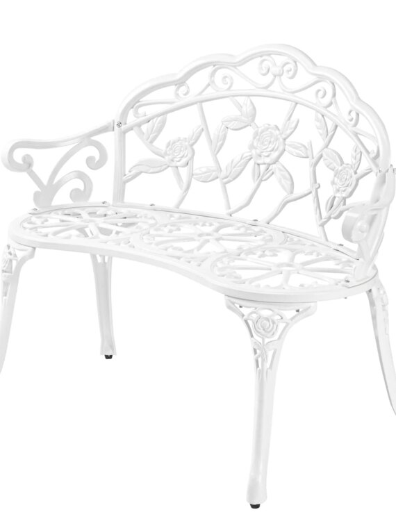 VINGLI 38.5" Antique Outdoor Metal Rose Bench, Rust-Resistant Aluminum, 500 lbs Capacity, Easy Assembly