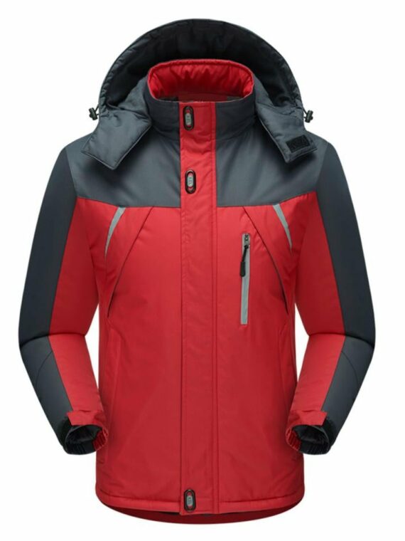 Vintage Men's Hooded Windproof Down Coat - Waterproof, Reflective Stripes, Pockets