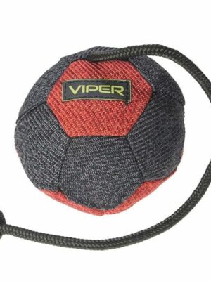 VIPER French Linen Ball 4.25″ Interactive Tug Toy, Black/Red, With Rope or Handle, Durable European Craftsmanship