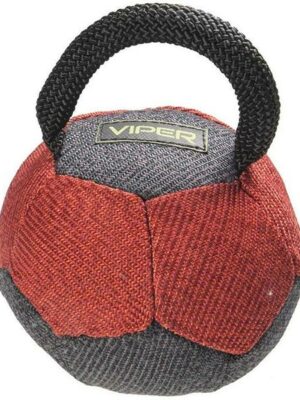 VIPER French Linen Ball 4.25" Interactive Tug Toy, Black/Red, With Rope or Handle, Durable European Craftsmanship