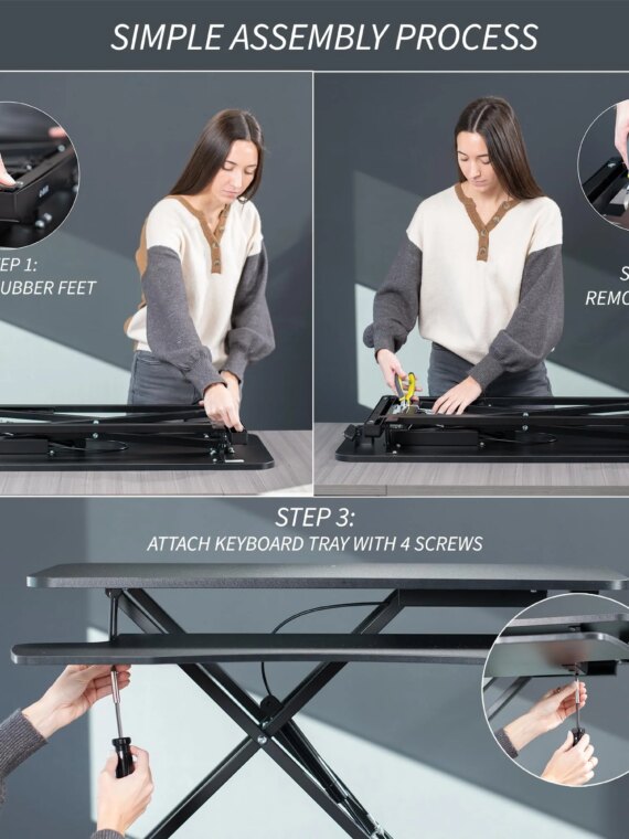 VIVO 32" Desk Converter for Dual Monitors & Laptop, Adjustable Standing Workstation