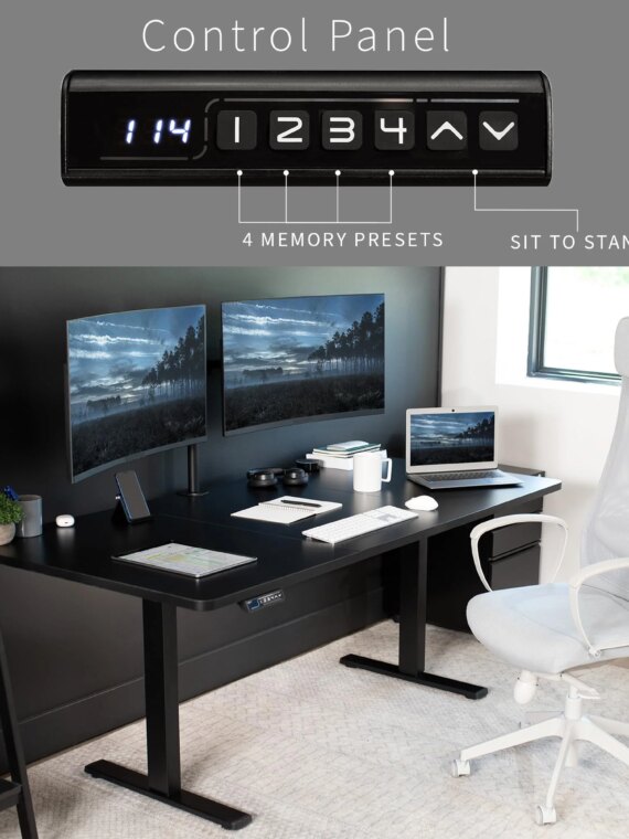 VIVO Electric Adjustable Standing Desk, 71"x30", Memory Settings, Height Adjustable 29.2"-48.4", Durable Steel Frame